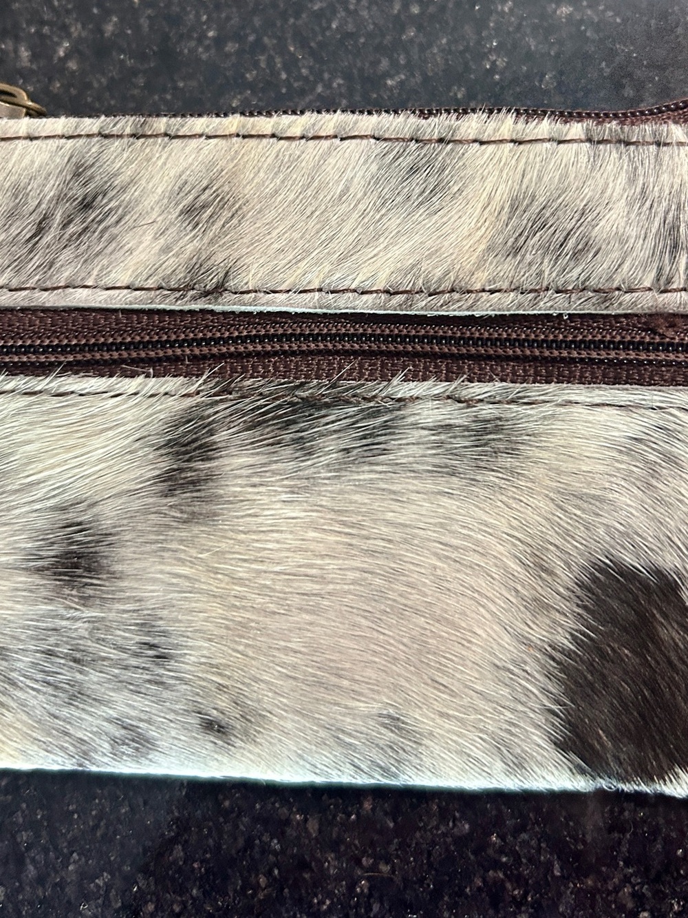 Haircalf Coin Pouch in Brown and White - with zipper